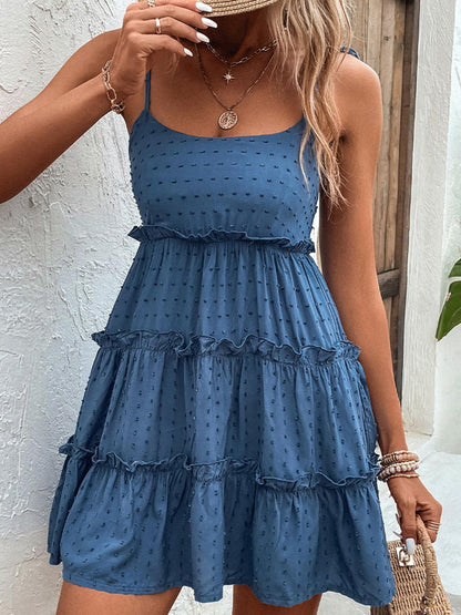 Frill Spaghetti Strap Tiered Dress Carauana Store
