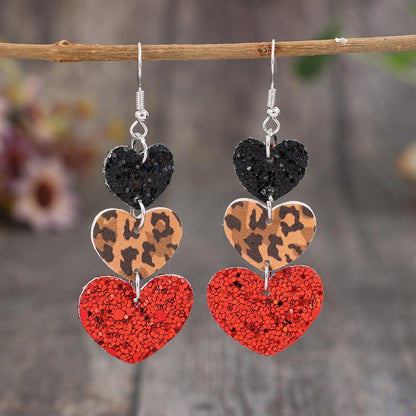 Heart Leather Drop Earrings Carauana Store