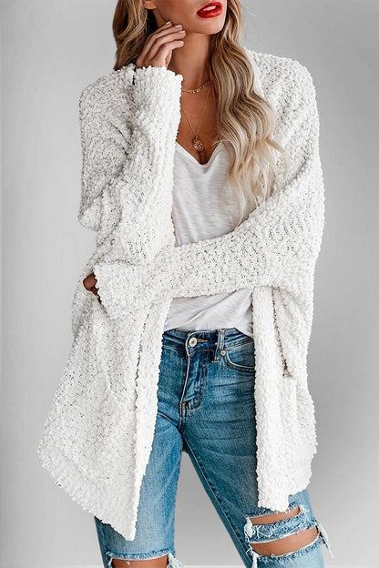 Double Take Pocketed Open Front Long Sleeve Cardigan Carauana Store