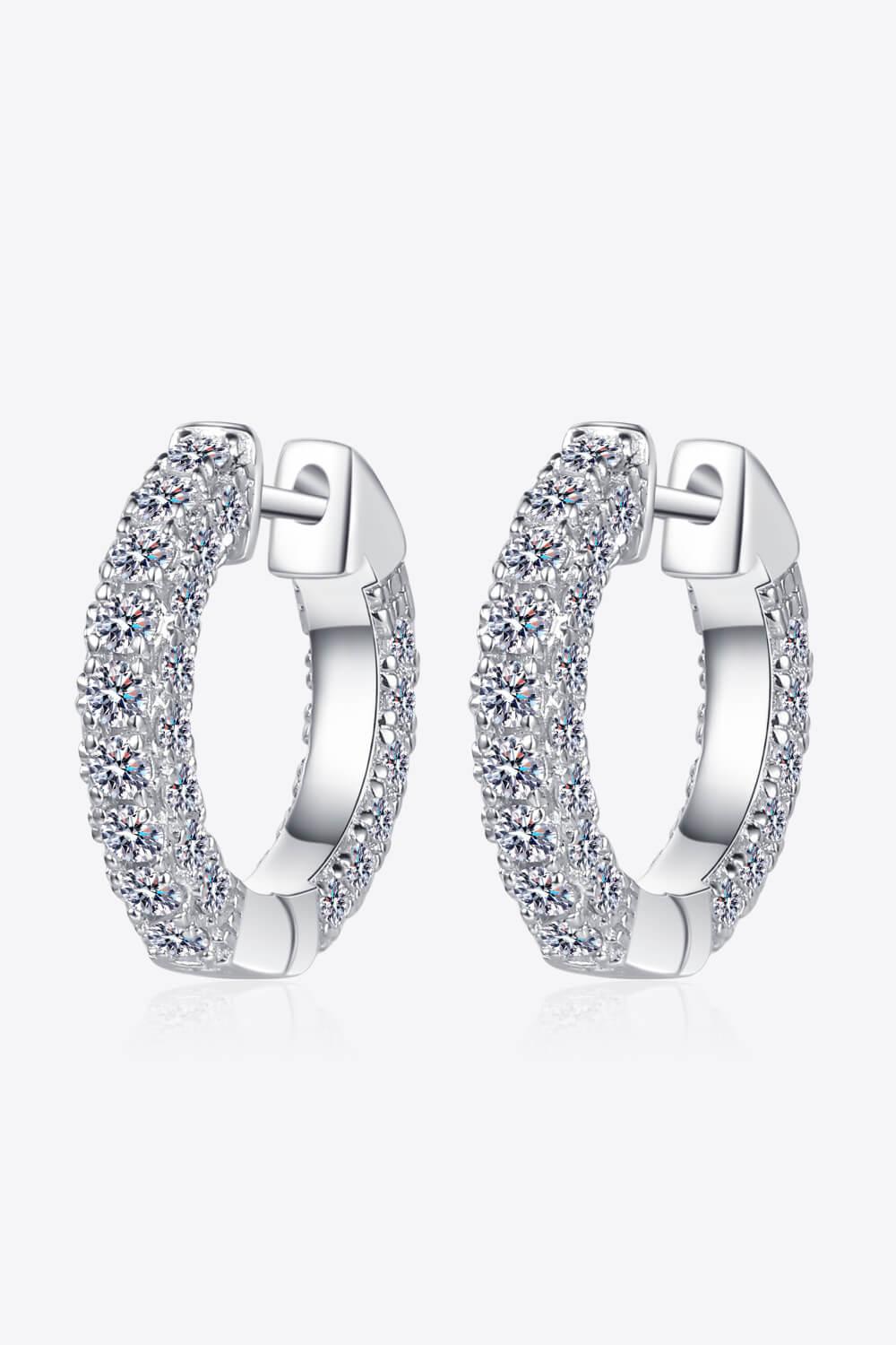925 Sterling Silver Moissanite Huggie Earrings Carauana Store