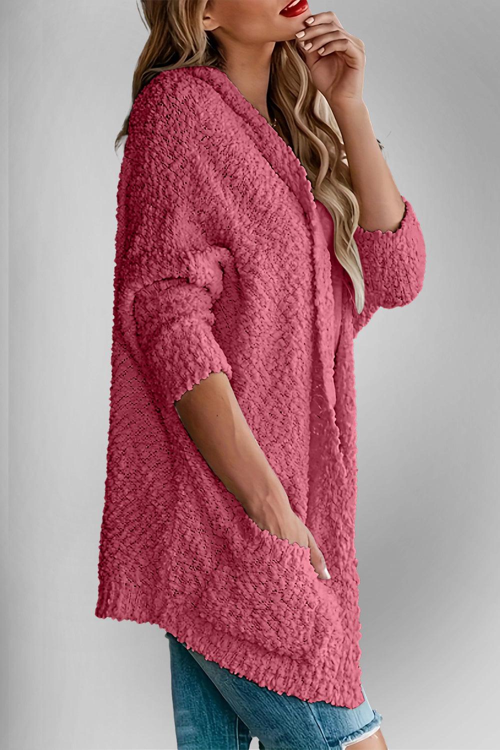 Double Take Pocketed Open Front Long Sleeve Cardigan Carauana Store
