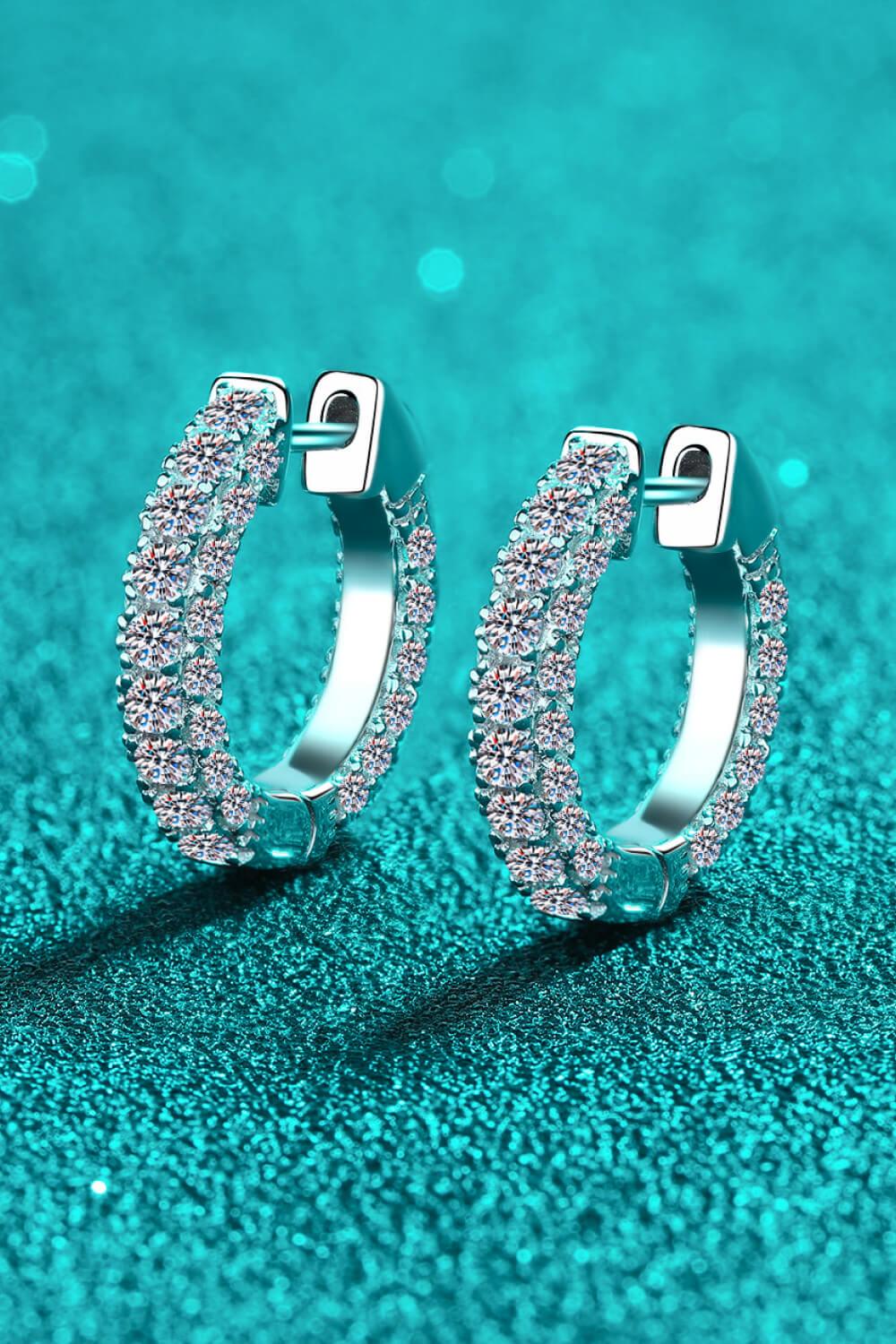 925 Sterling Silver Moissanite Huggie Earrings Carauana Store