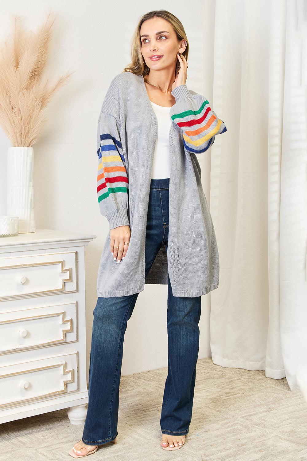 Angel Wings Multicolored Stripe Open Front Longline Cardigan Carauana Store