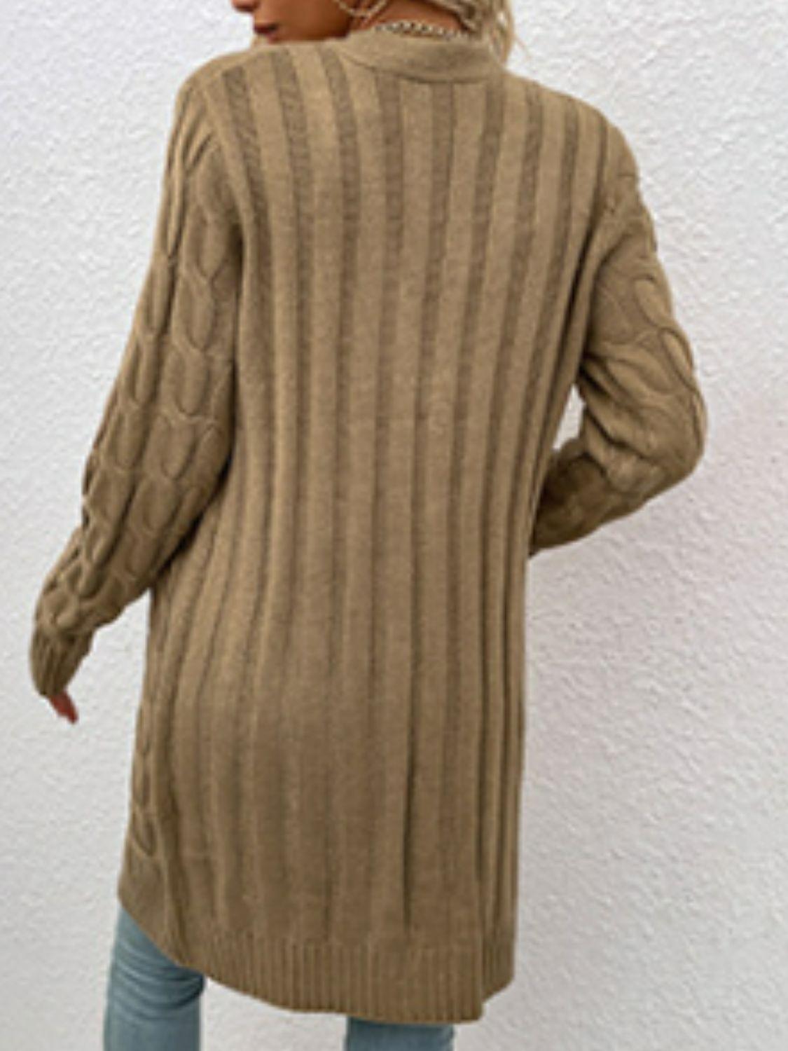 Cable-Knit Button Down Cardigan with Pockets Carauana Store