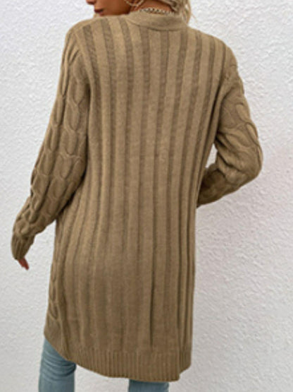 Cable-Knit Button Down Cardigan with Pockets Carauana Store