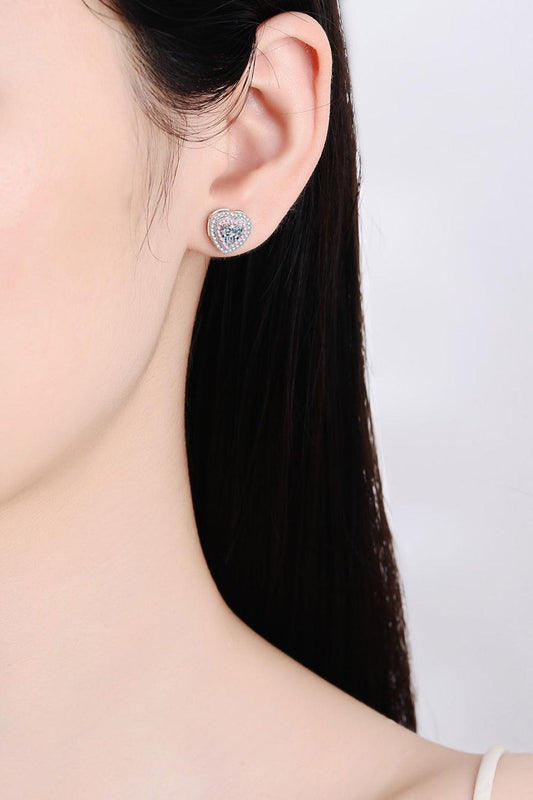 Moissanite Heart-Shaped Stud Earrings Carauana Store