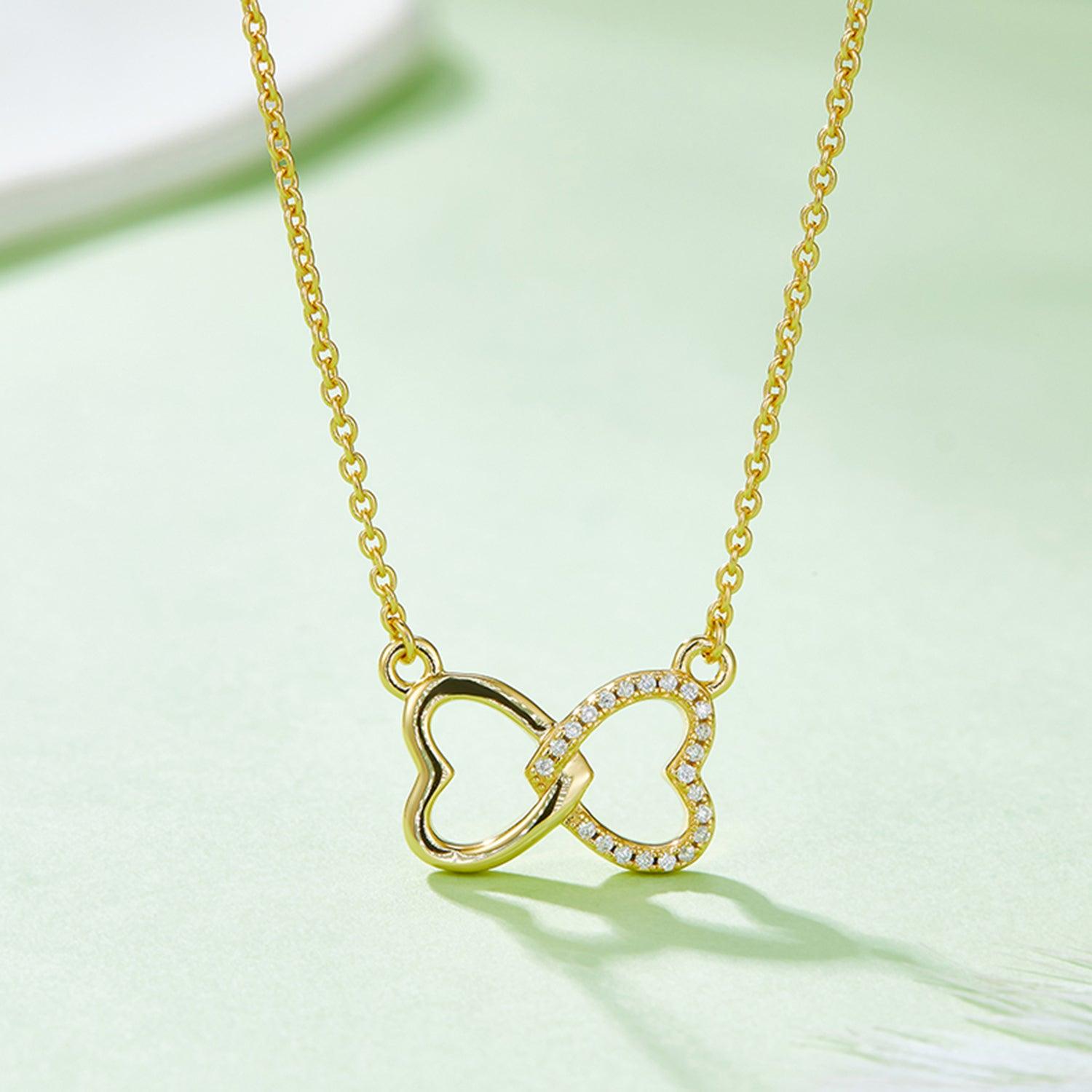 Moissanite 925 Sterling Silver Heart Bow Necklace Carauana Store