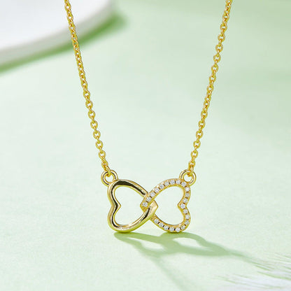 Moissanite 925 Sterling Silver Heart Bow Necklace Carauana Store