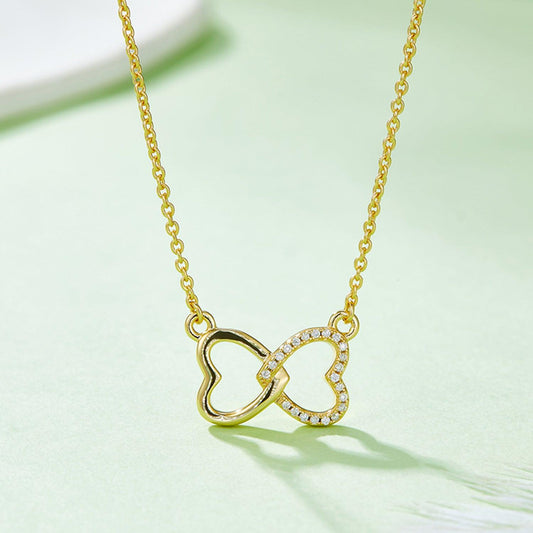 Moissanite 925 Sterling Silver Heart Bow Necklace Carauana Store