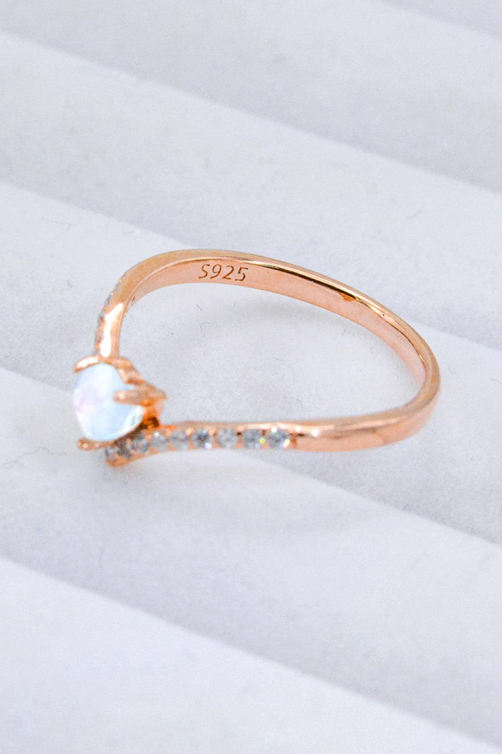 Moonstone Heart-Shaped Ring Carauana Store