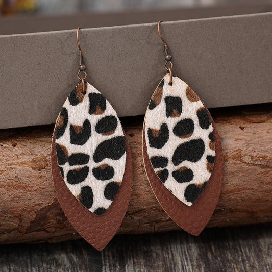 Leaf Shape Leather Dangle Earrings Carauana Store