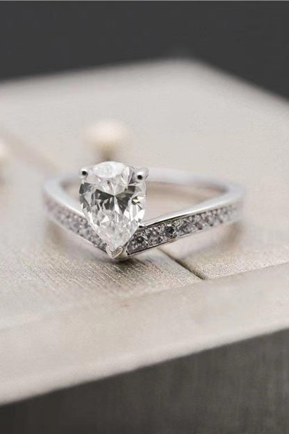 925 Sterling Silver Teardrop 1 Carat Moissanite Ring Carauana Store
