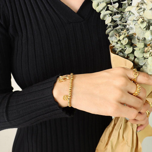 18K Gold-Plated Titanium Steel Puppy Shape Charm Bracelet Carauana Store