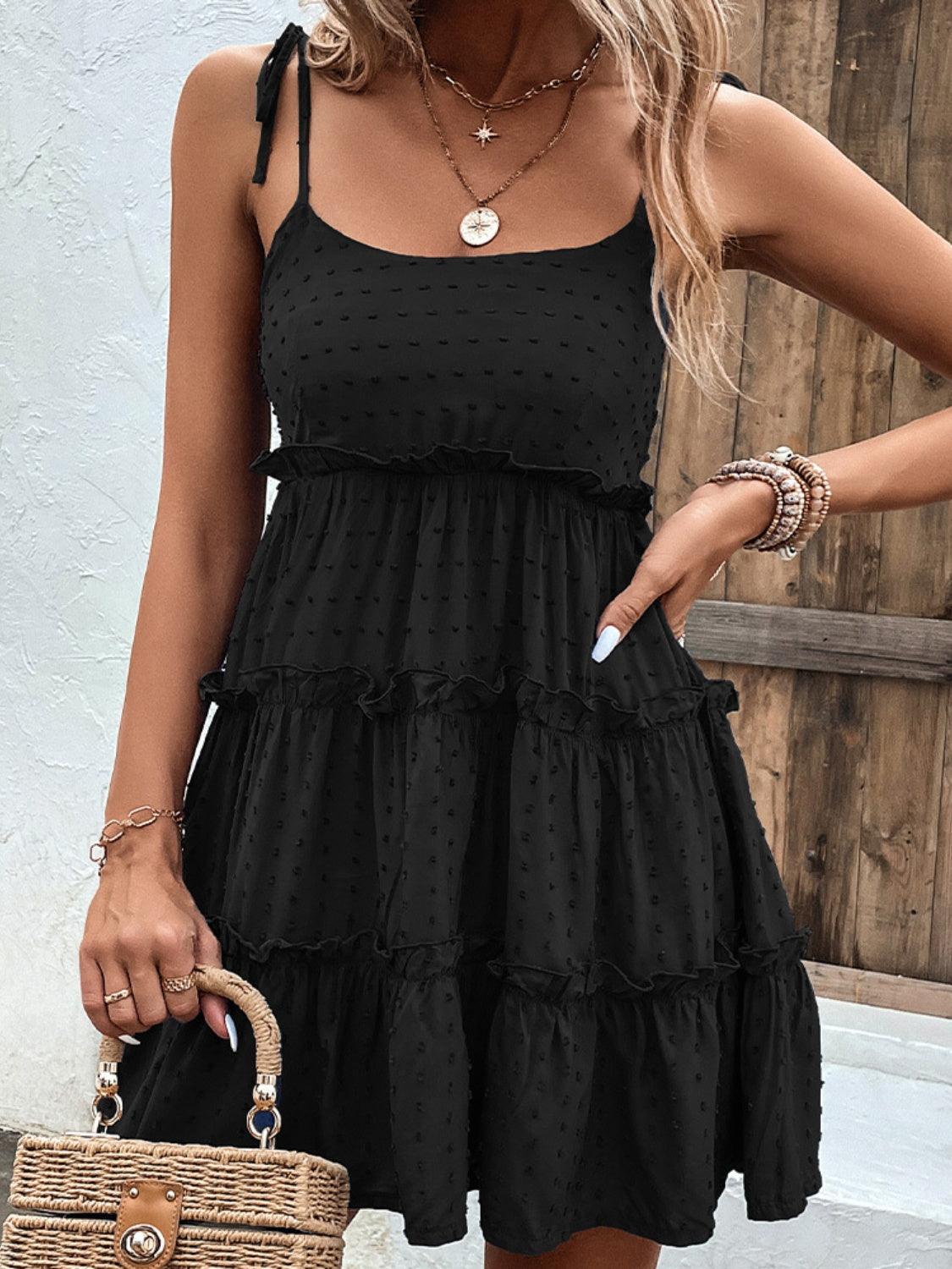 Frill Spaghetti Strap Tiered Dress Carauana Store