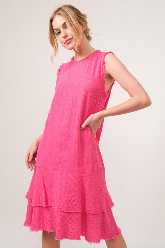 And The Why Washed Fringe Detail Tiered Dress Carauana Store