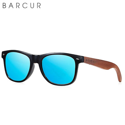 BARCUR Sunglasses Anti Blue Night Vision Mirror Free Wood Box