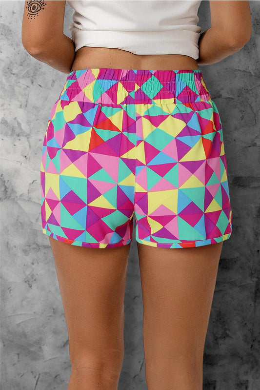 Color Block Elastic Waist Shorts Carauana Store