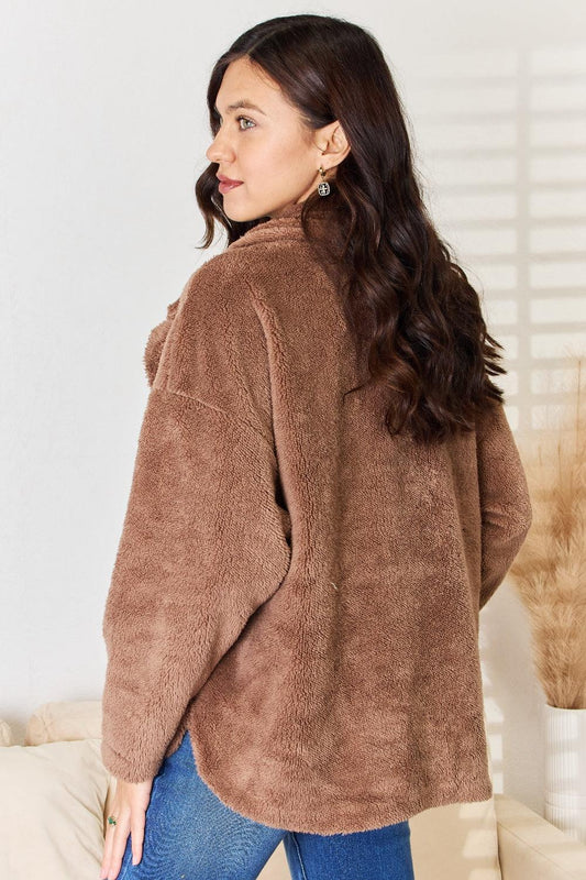 Culture Code Double Breasted Fuzzy Coat Carauana Store