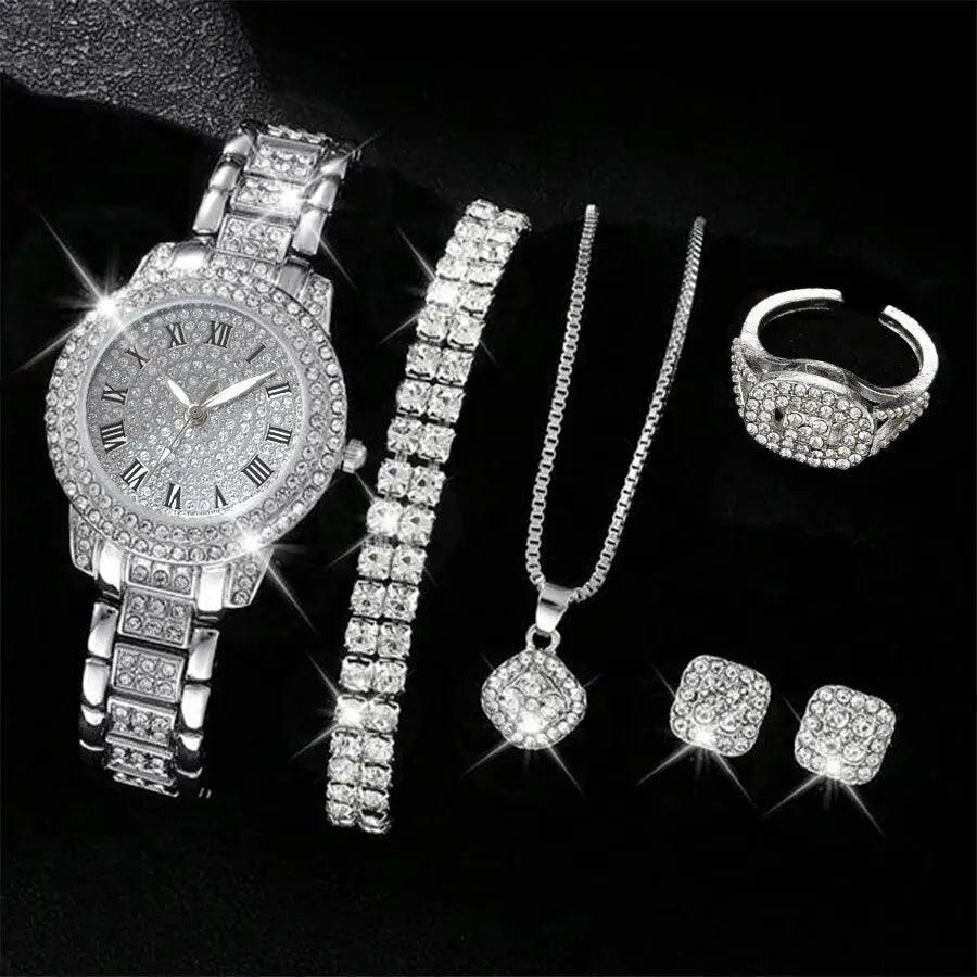 Fashion &amp; Casual Quartz Watch with Rhinestone Bracelet - Elegant Design