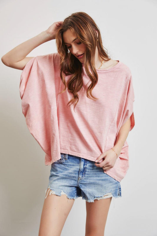 HEYSON Full Size Garment-Dyed Boat Neck Oversized Top Carauana Store