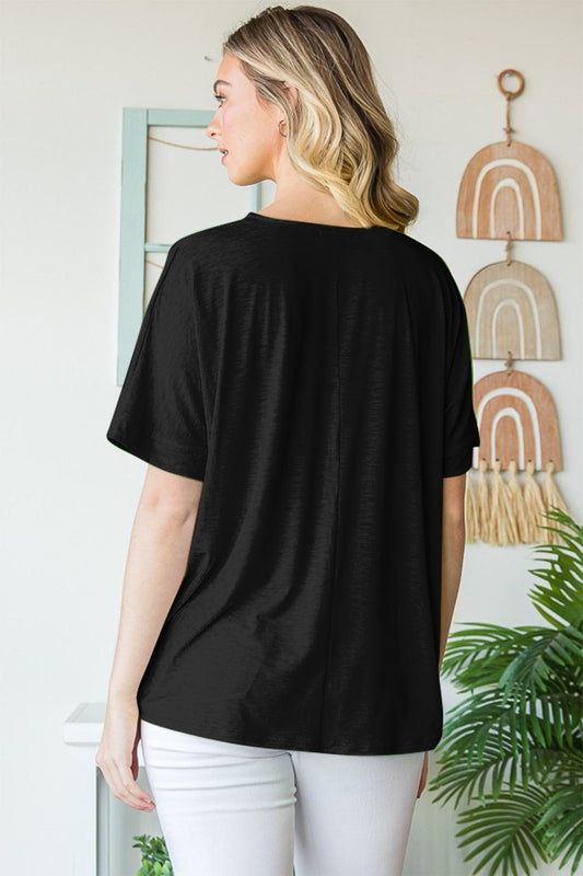 Heimish Full Size V-Neck Short Sleeve T-Shirt Carauana Store