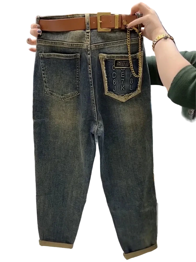 High-Waist Radish Harem Jeans Women 4XL