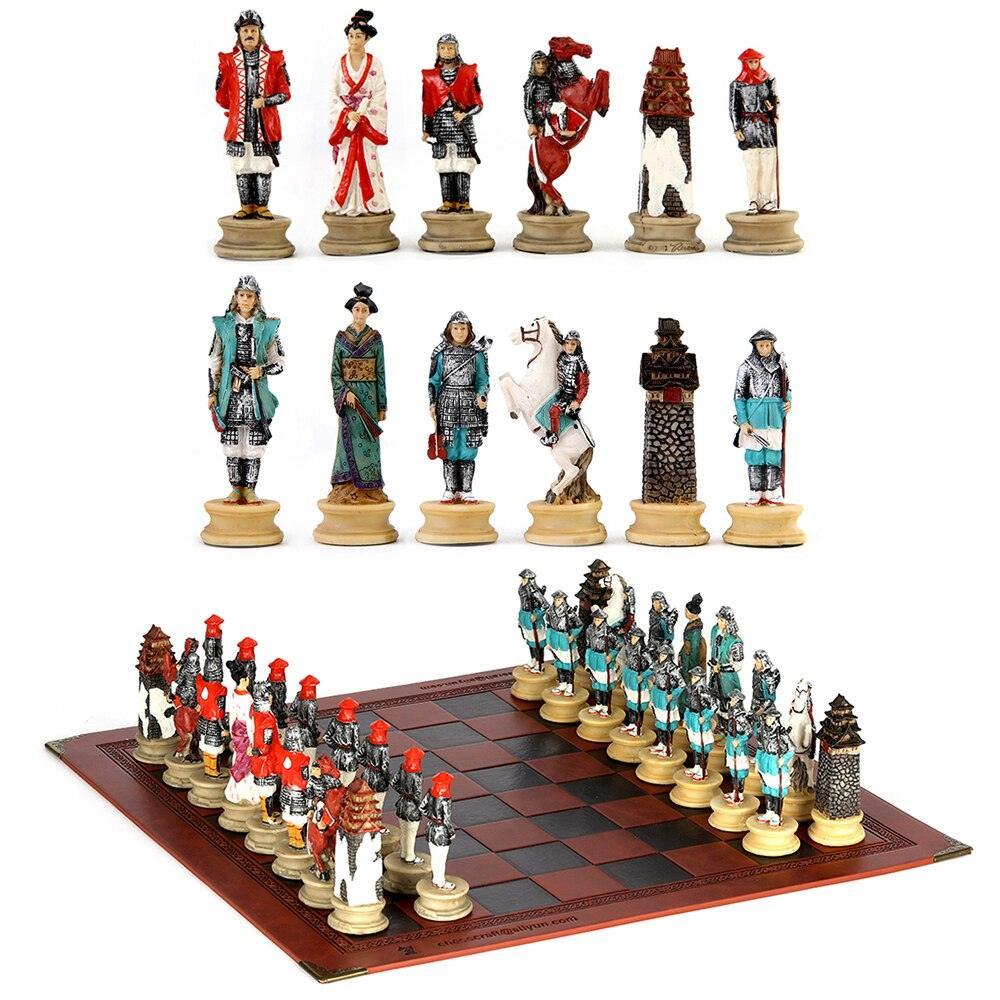 Historical Theme Resin Chess Figures 32 Painted Chess Game Gift Collection