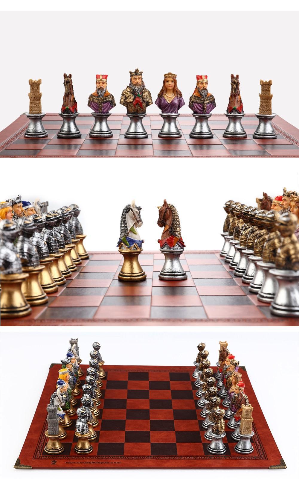 Historical Theme Resin Chess Figures 32 Painted Chess Game Gift Collection