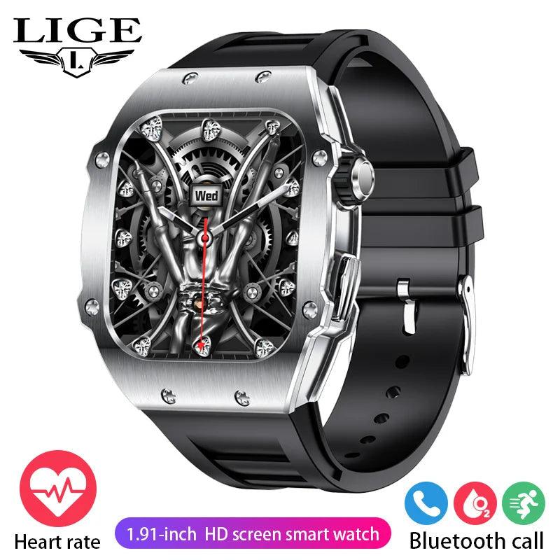 LIGE Smart Watch For Men Waterproof Bluetooth Call Heart Rate Monitor