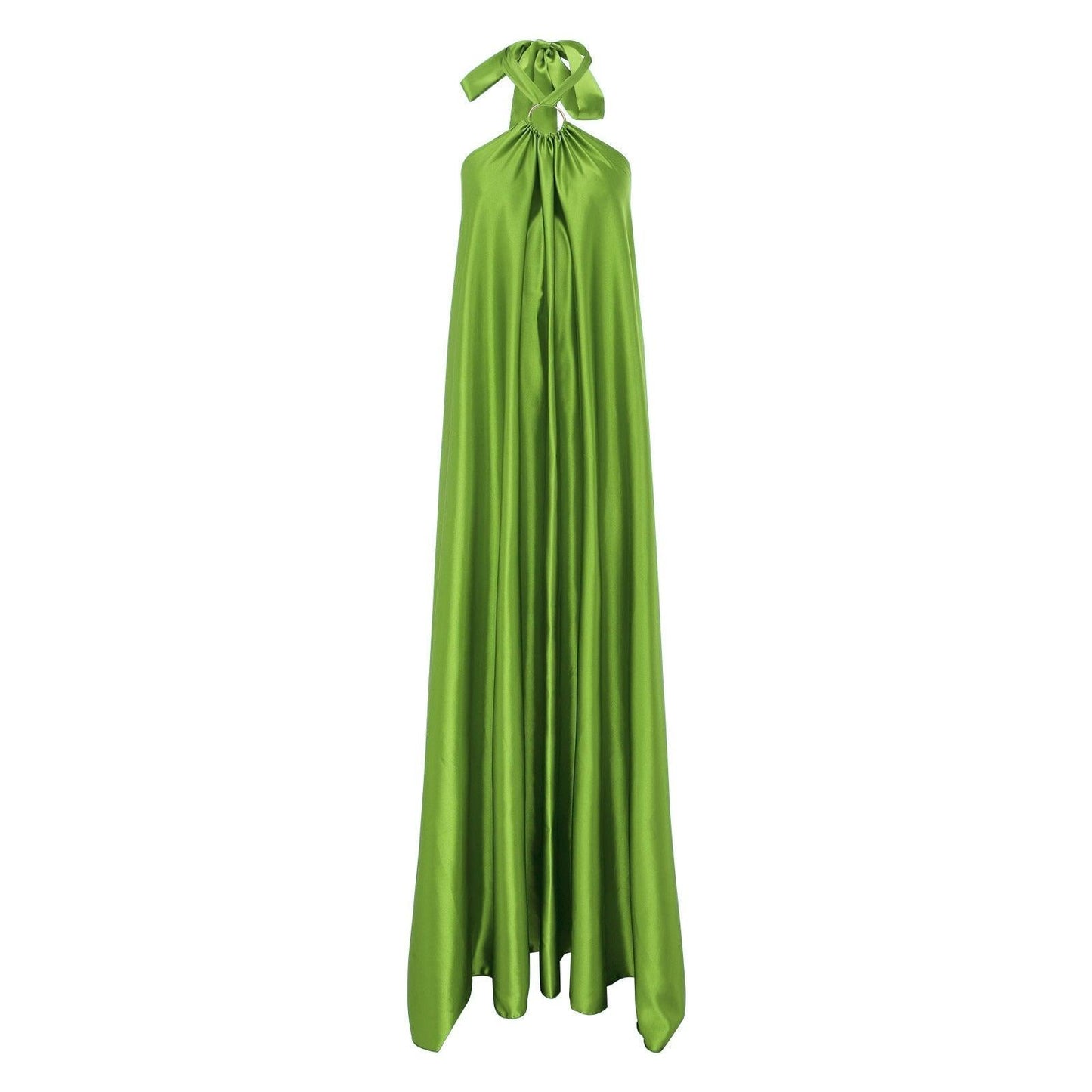 Long Formal Satin Dress Halter Neck Sleeveless