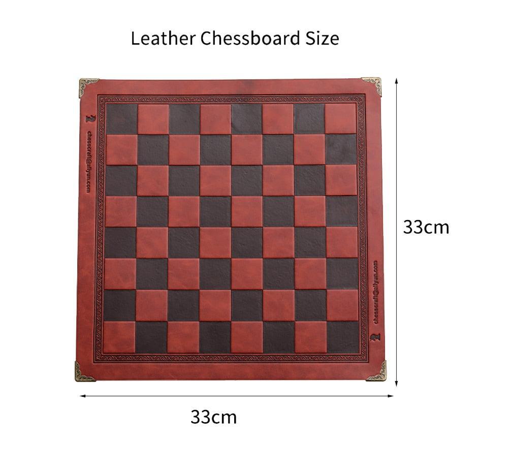 Luxury Chess Metal Theme Leather Board