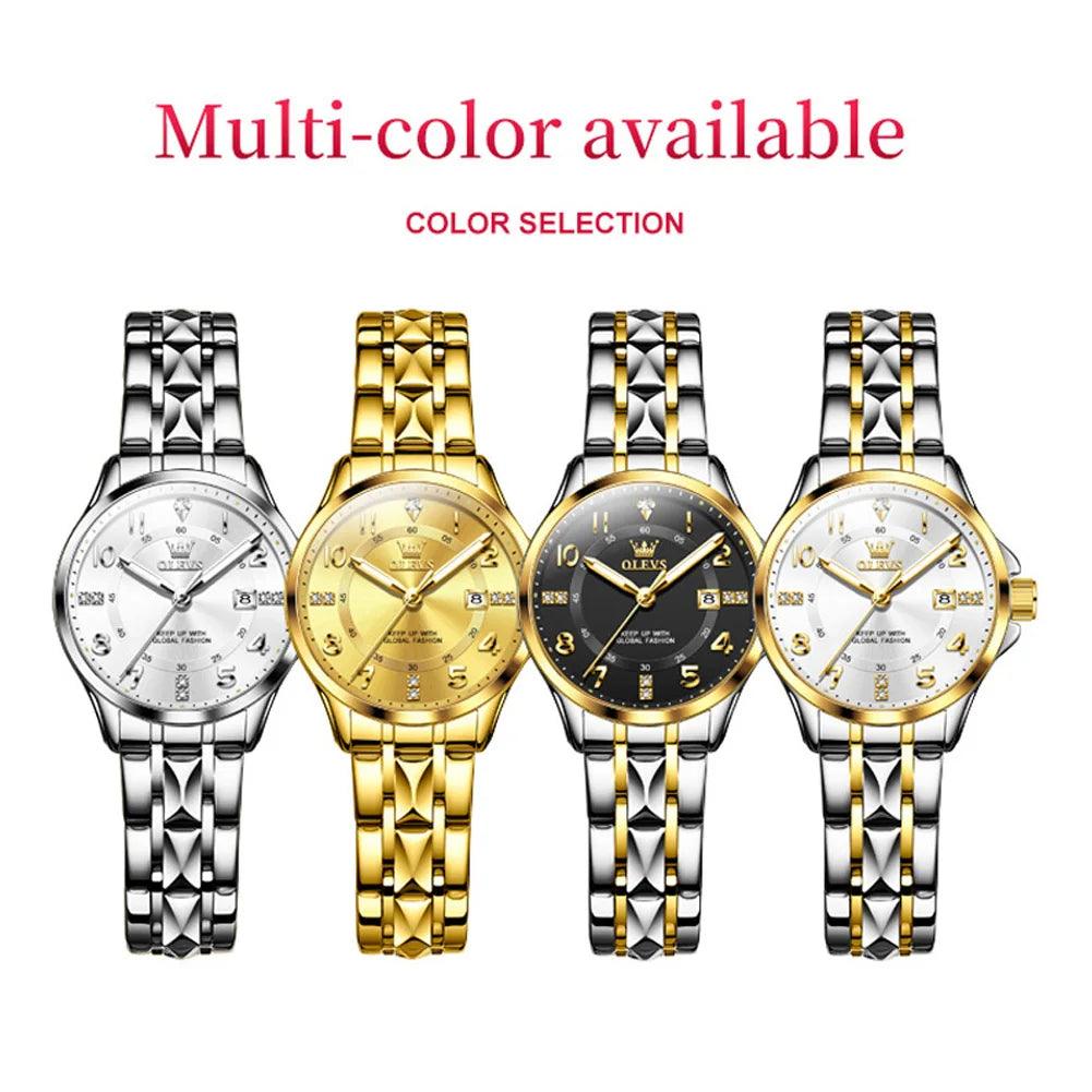 OLEVS 2910 Women's Watch Classics Calendar Waterproof Stainles Steel Ladies Hand Clock Luxury Brand Quartz Watch for Women