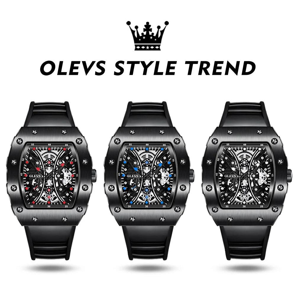 OLEVS Men's Fashion Barrel Shaped Dial Quartz Wristwatch