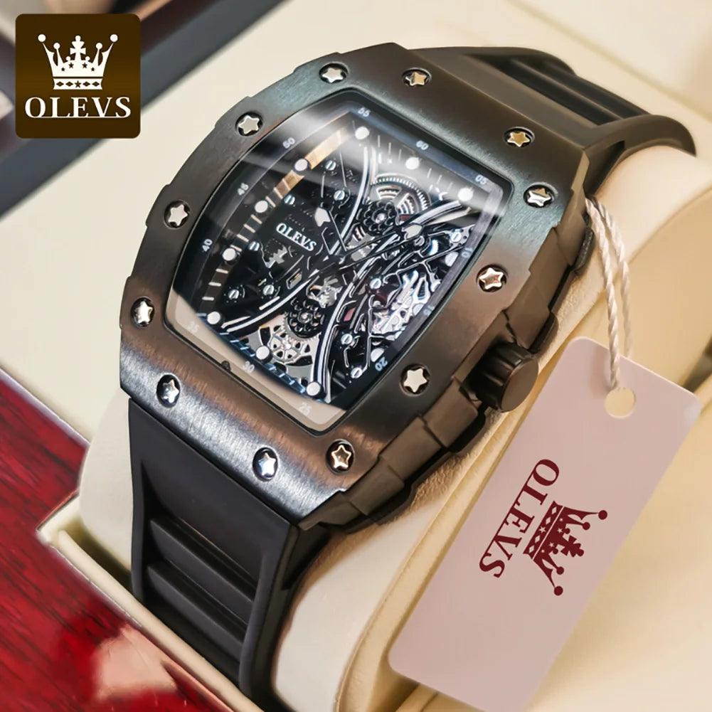 OLEVS Men's Fashion Barrel Shaped Dial Quartz Wristwatch