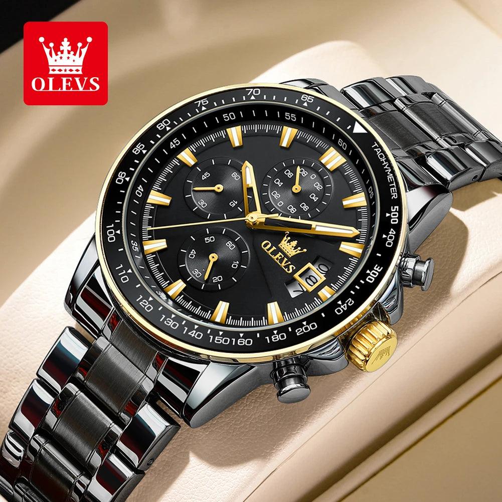 OLEVS Original Multi-function Men's Watches Chronograph Stainless Steel Waterproof Business Wristwatch Men (Exclusive Design)