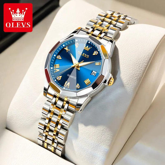 OLEVS women's Stainless Steel Luxury Quartz Watch | Sleek Design with Push Button Clasp and 3Bar Water Resistance Carauana Store