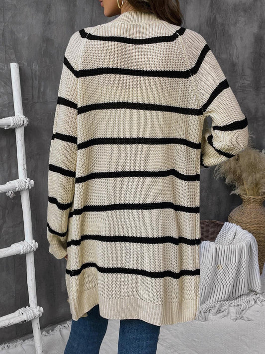 Perfee Striped Button Up Long Sleeve Cardigan Carauana Store