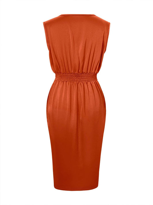 Slit Surplice Sleeveless Midi Dress Carauana Store