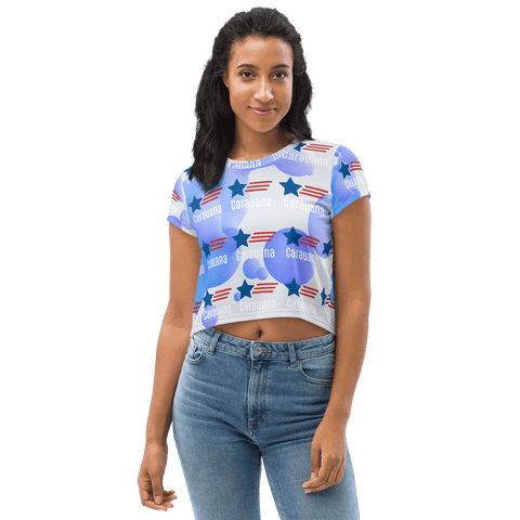 Crop-T-Shirt mit Allover-Print