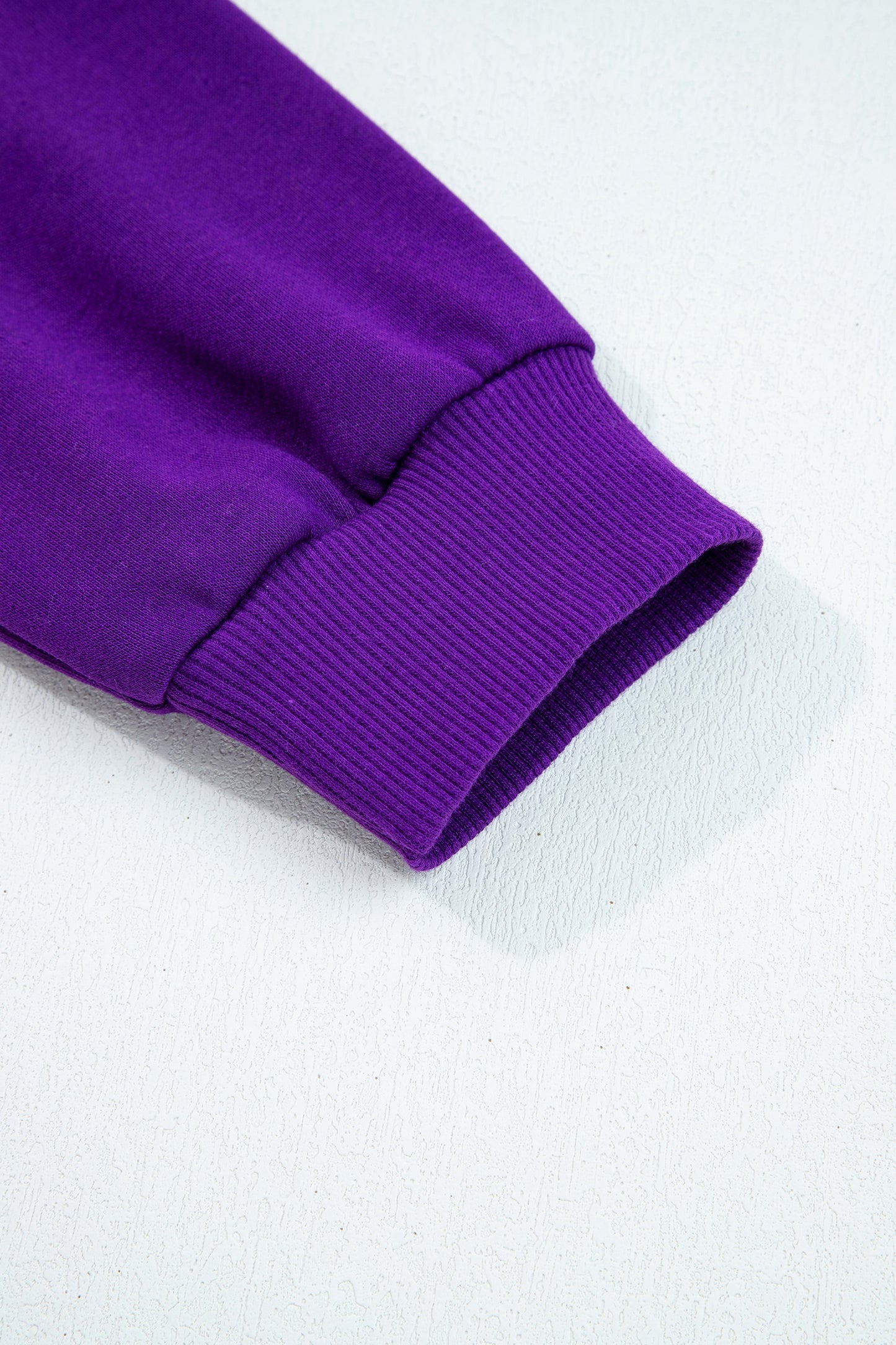 Tillandsia Purple Varsity Contrast Banded Sleeve Shift Sweatshirt Dress