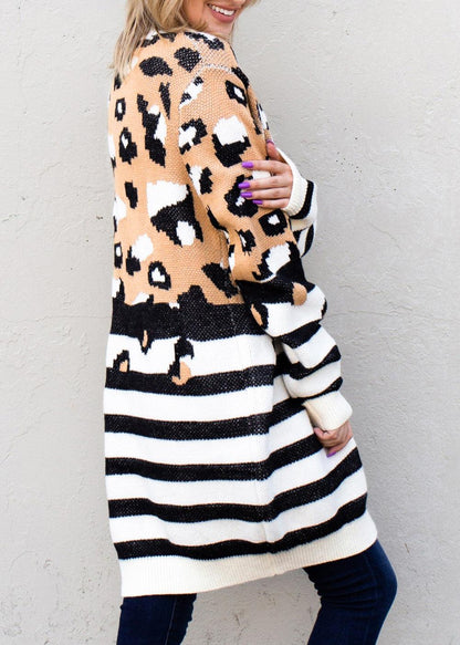 Striped Open Front Longline Cardigan Carauana Store