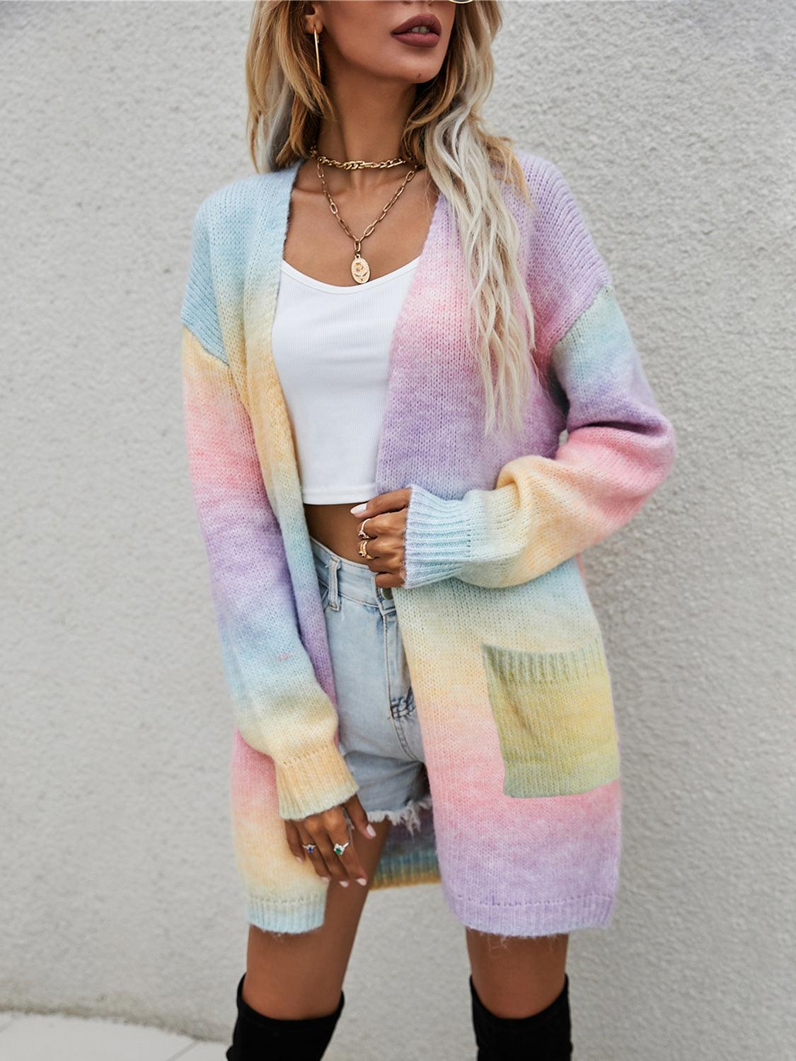 Angel Wings Full Size Pocketed Open Front Gradient Cardigan Carauana Store