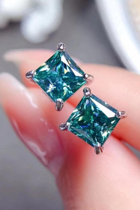 2 Carat Square Moissanite Four-Prong Earrings Carauana Store