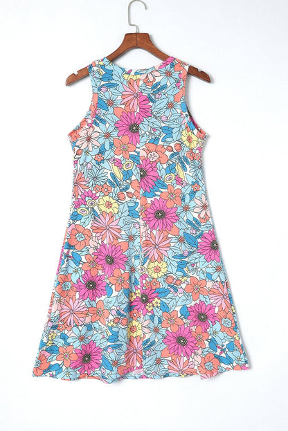 Floral Round Neck Sleeveless Dress Carauana Store