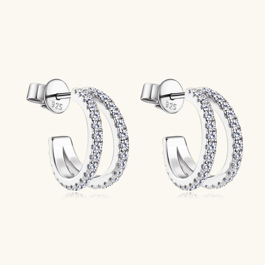 Moissanite 925 Sterling Silver C-Hoop Earrings Carauana Store