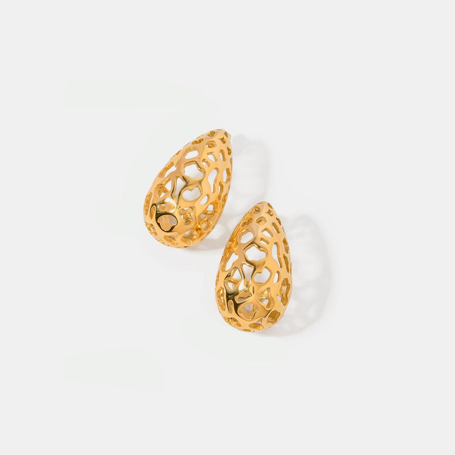 Stainless Steel Teardrop Hollowed Earrings Carauana Store