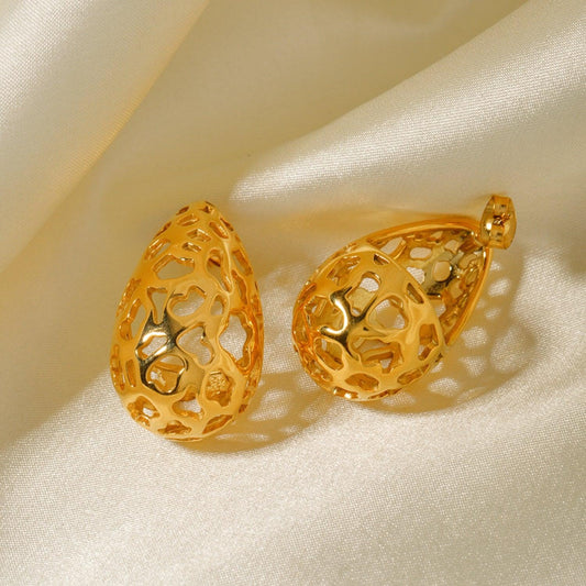 Stainless Steel Teardrop Hollowed Earrings Carauana Store