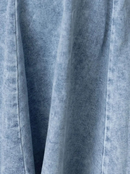 Ruffled Square Neck Denim Mini Dress