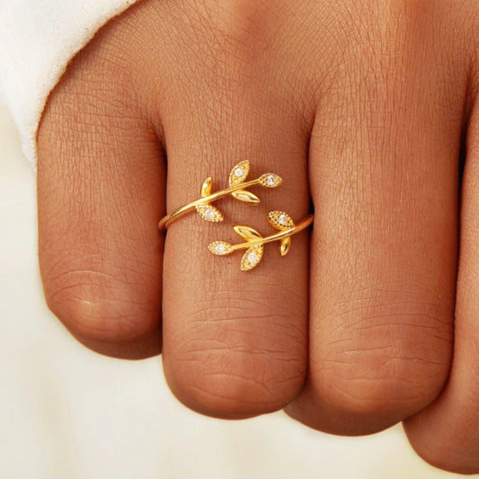 925 Sterling Silver Zircon Leaf Shape Ring Carauana Store