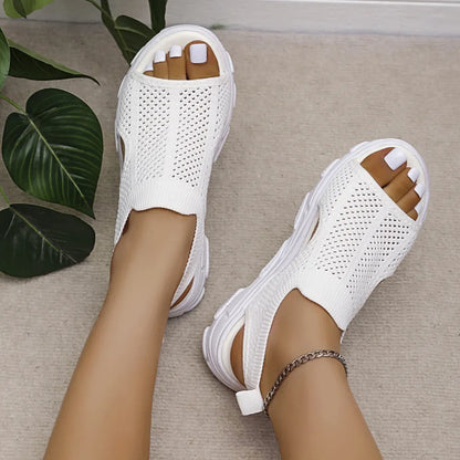 Peep Toe Cutout Mesh Sandals